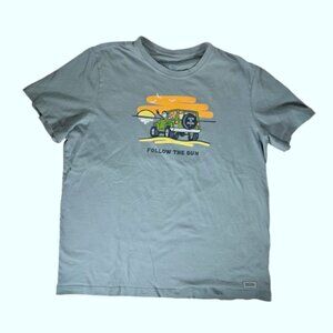Life is Good Follow the Sun Jeep Blue T-shirt Jake and Rocket Men's Size XXL